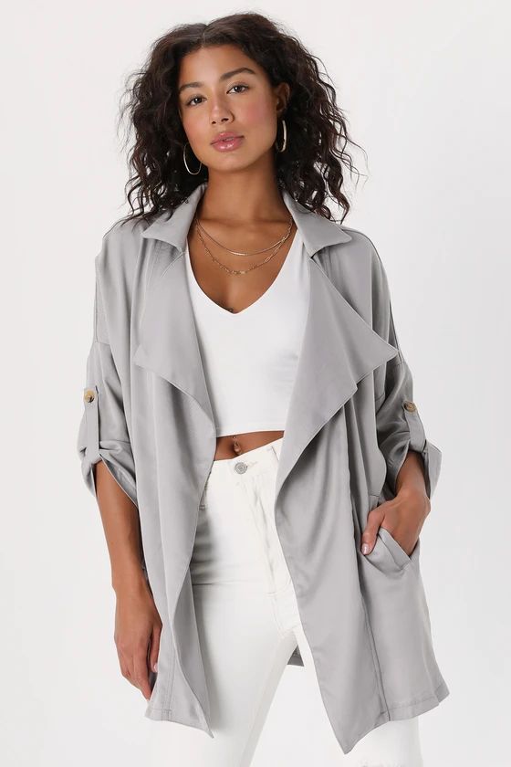 Lucky Break Light Grey Oversized Jacket | Lulus (US)