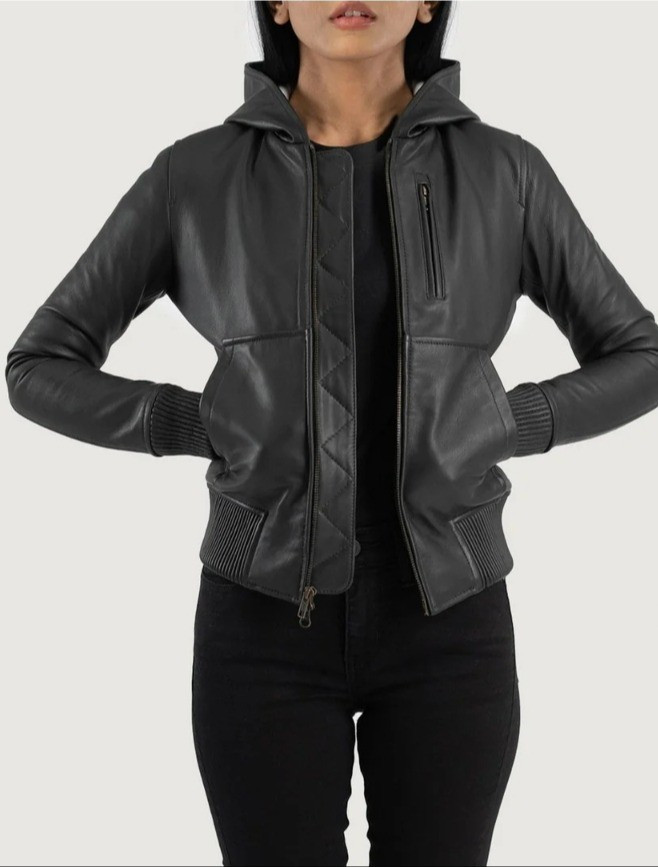 Black hooded leather jacket for women.Can be tailored for your height and size which makes it petite-friendly

#LTKPetite #LTKMidsize
