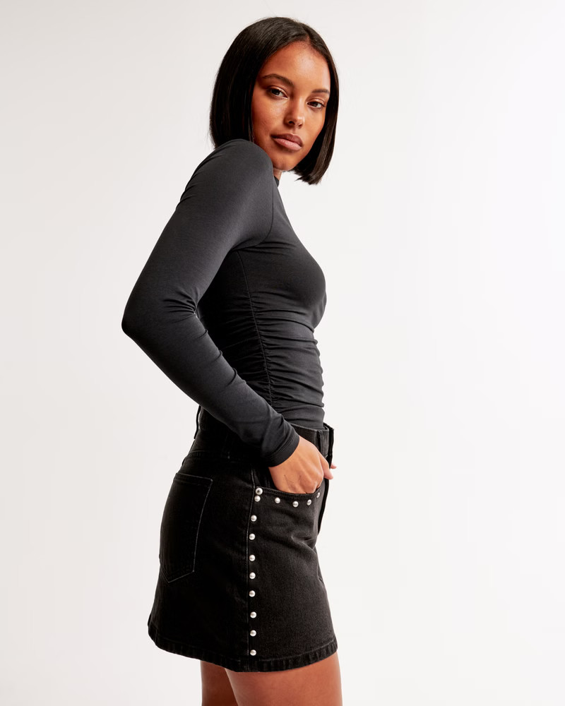 Women's Denim Studded Mini Skirt | Women's Bottoms | Abercrombie.com | Abercrombie & Fitch (US)