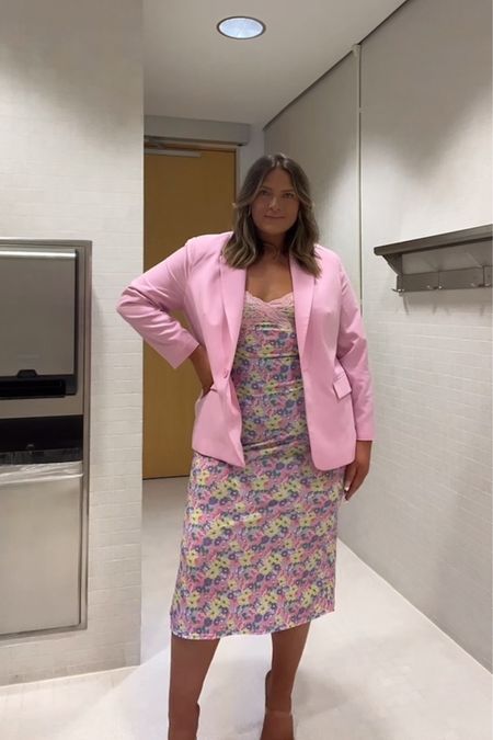 plus size pink blazer, floral dress, size 18

#LTKstyletip #LTKworkwear #LTKcurves