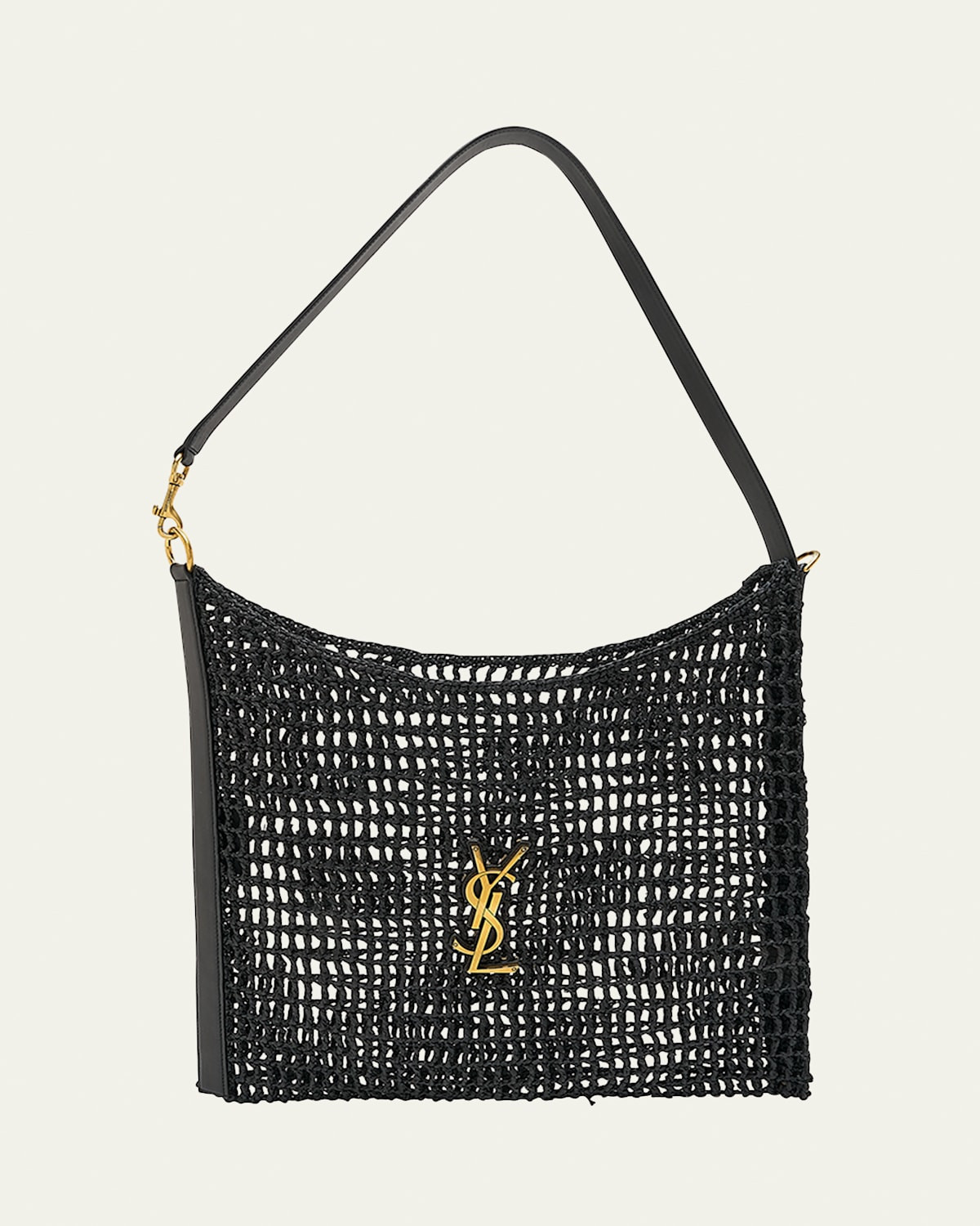 Oxalis YSL Monogram Shoulder Bag in Raffia with Bronze Hardware | Bergdorf Goodman