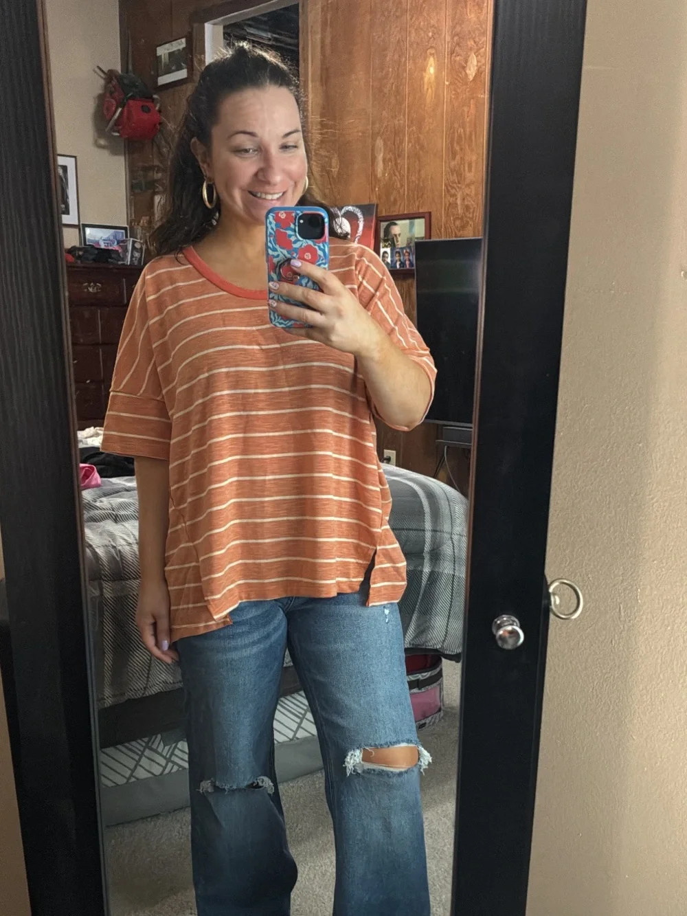 Hailey & co orange and white stripped top | Poshmark