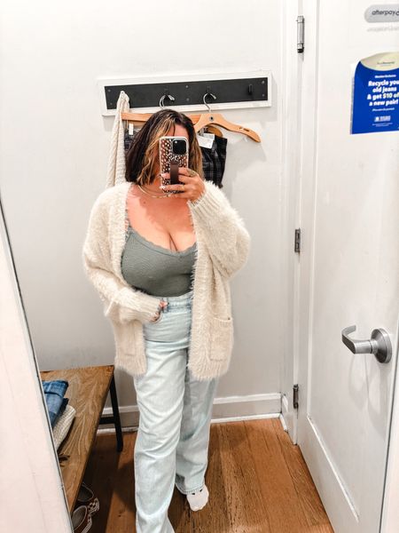 Comfy outfit Inspo from American Eagle! This cardigan paired with these baggy straight leg jeans and waffle knit bodysuit work well in not only the fall season but also going into spring! 

Gift Guide 
Women’s fashion 

#LTKCyberWeek #LTKGiftGuide #LTKstyletip