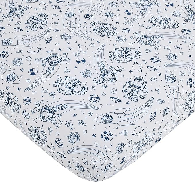 Disney Toy Story Outta This World Blue and White Fitted Crib Sheet | Amazon (US)