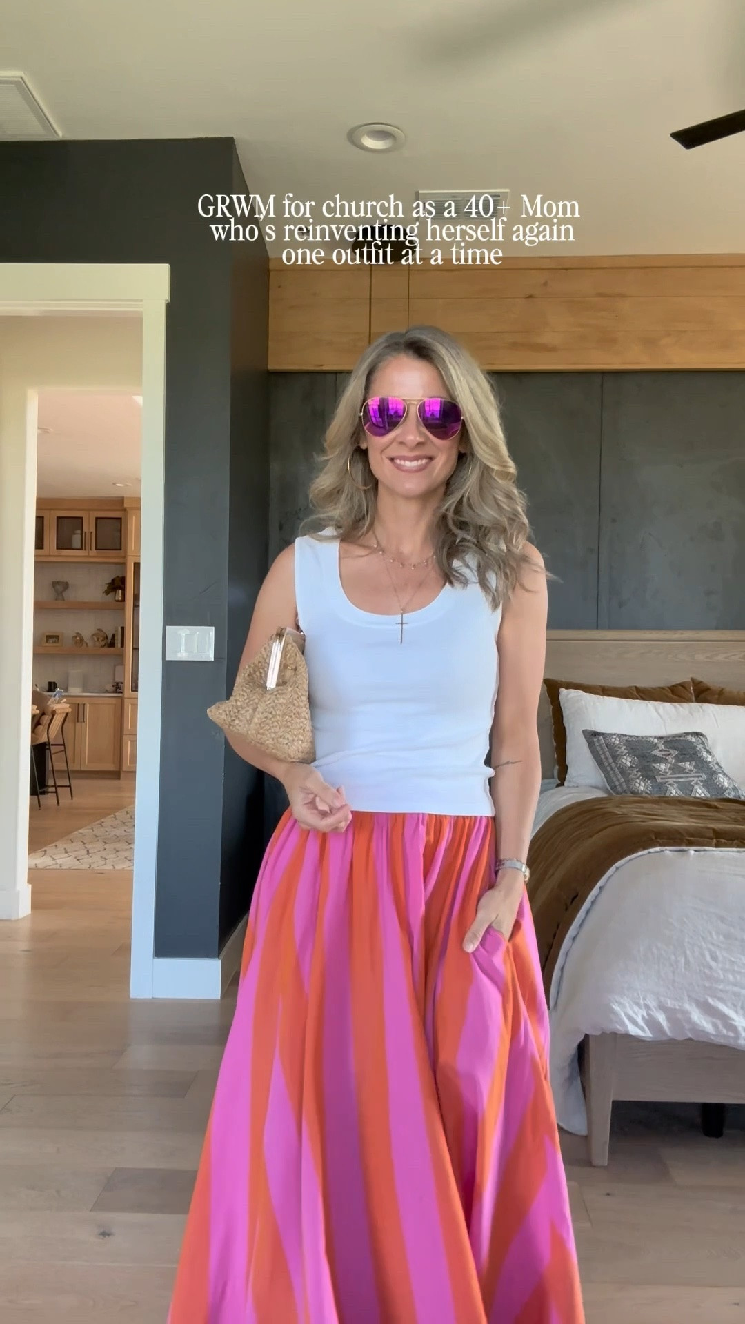 GRWM As a 40+ Mom whose is reinventing herself one outfit at a time✌🏻 And Free People is hands down the best to do it with! Skirt is an XS and has pockets! And obsessed with the colors! And the white top is XS and comes in multiple colors! It is super flattering! Straw oversized clutch is Target and so on trend!

#LTKOver40 #LTKPetite #LTKgrwm