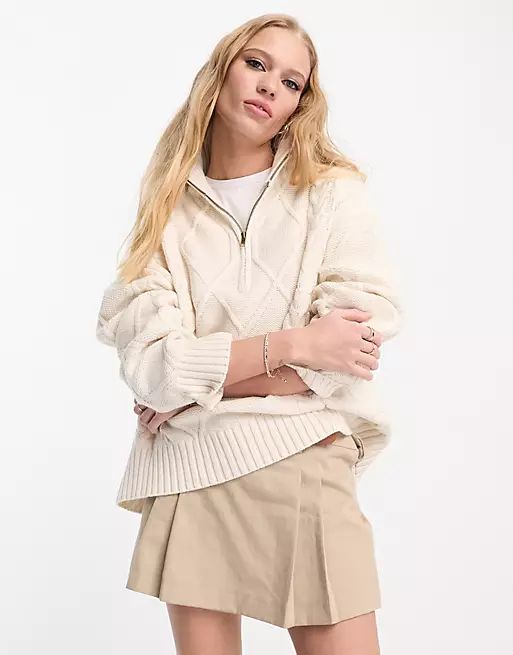 NA-KD x Moa Mattsson cable knit sweater in cream | ASOS (Global)