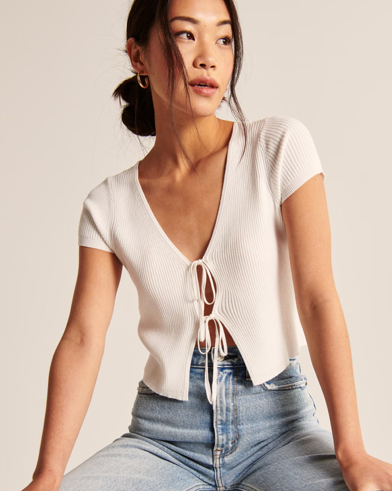 Double-Tie Short-Sleeve Cardigan | Abercrombie & Fitch (US)