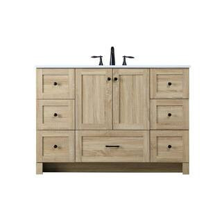 48 in W x 19 in. D x 34 in H Single Sink Bath Vanity in Mango Wood with Ivory White Engineered Marble Top | The Home Depot