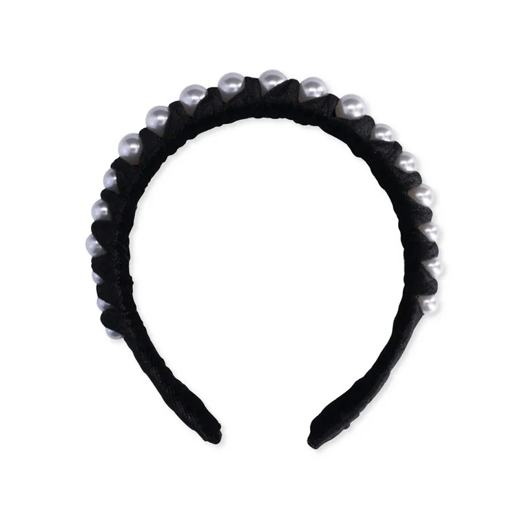 Time and Tru Women's Wrapped Velvet Headband with Faux Pearls | Walmart (US)