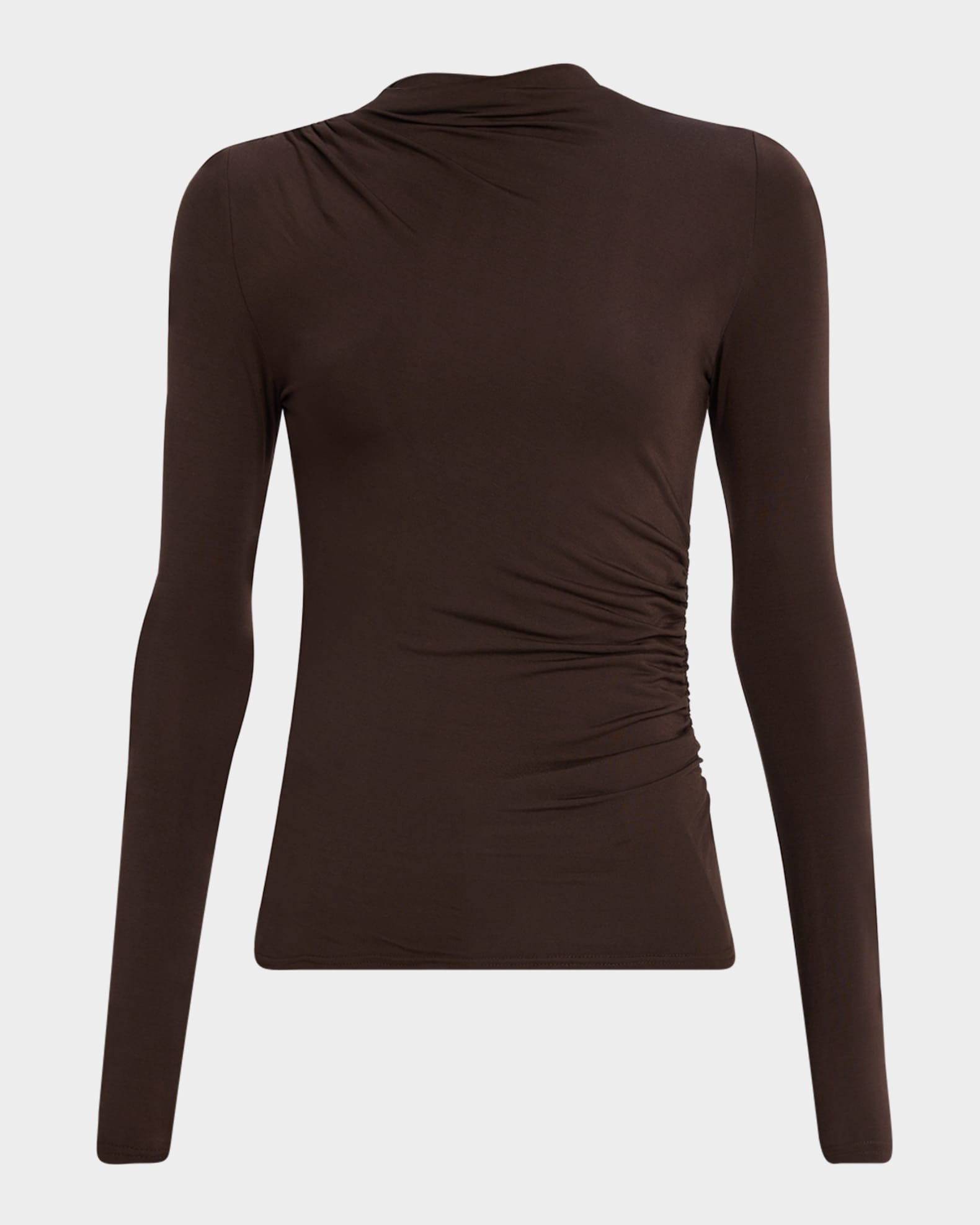 Joelle Shirred Asymmetrical Mock-Neck Top | Neiman Marcus