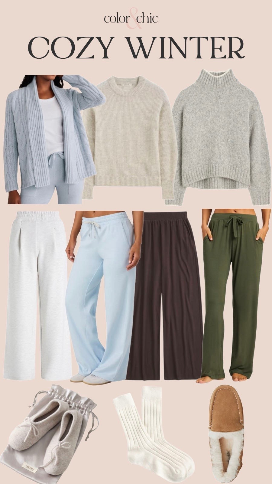 Cozy winter pieces including sweaters, socks, pants and more. Love this for a chic and casual winter look 

#LTKSeasonal #LTKootd