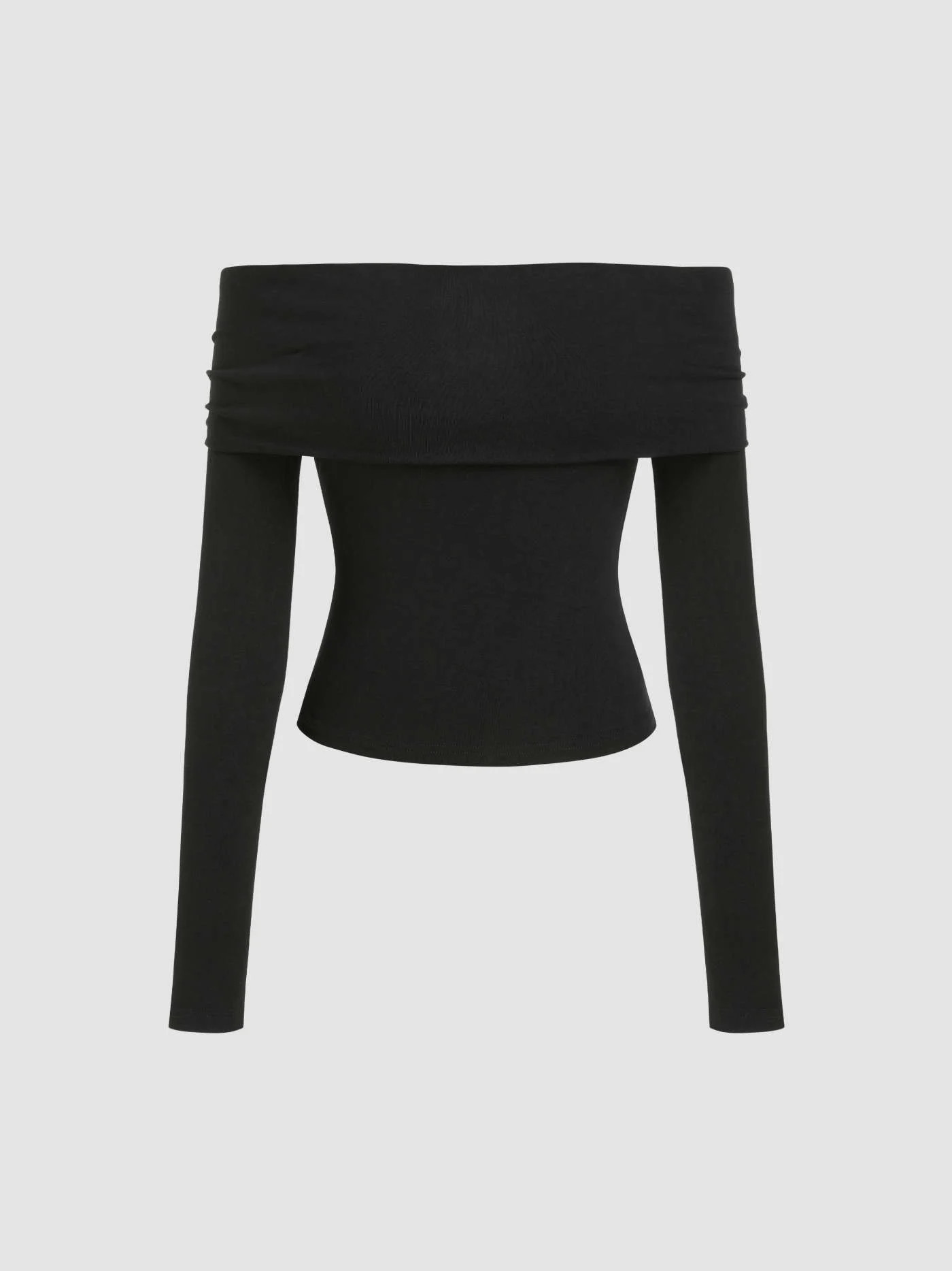 Off-shoulder Solid Long Sleeve Top | Cider