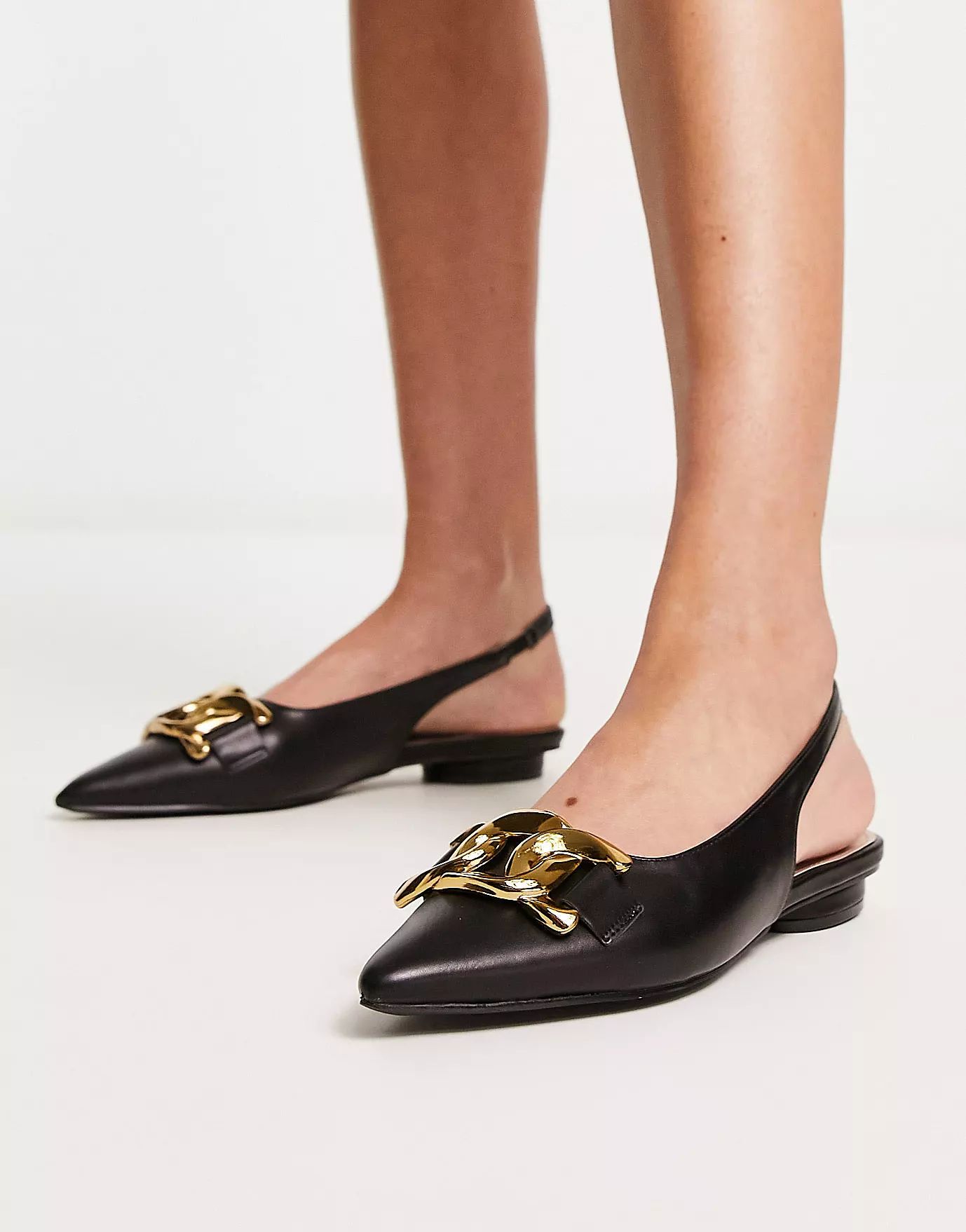 RAID flat shoes with gold buckle in black | ASOS (Global)