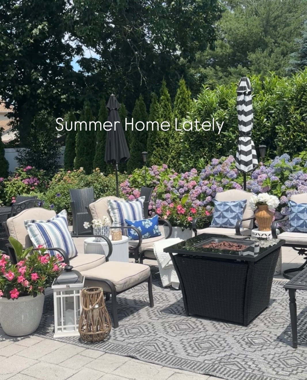 Summer patio styling! Shop new throw pillows, planters, outdoor rug on sale, rattan hurricane candleholder, umbrellas, stands, , patio furniture sales, rattan vase. 

#LTKFindsUnder50 #LTKSeasonal #LTKHome