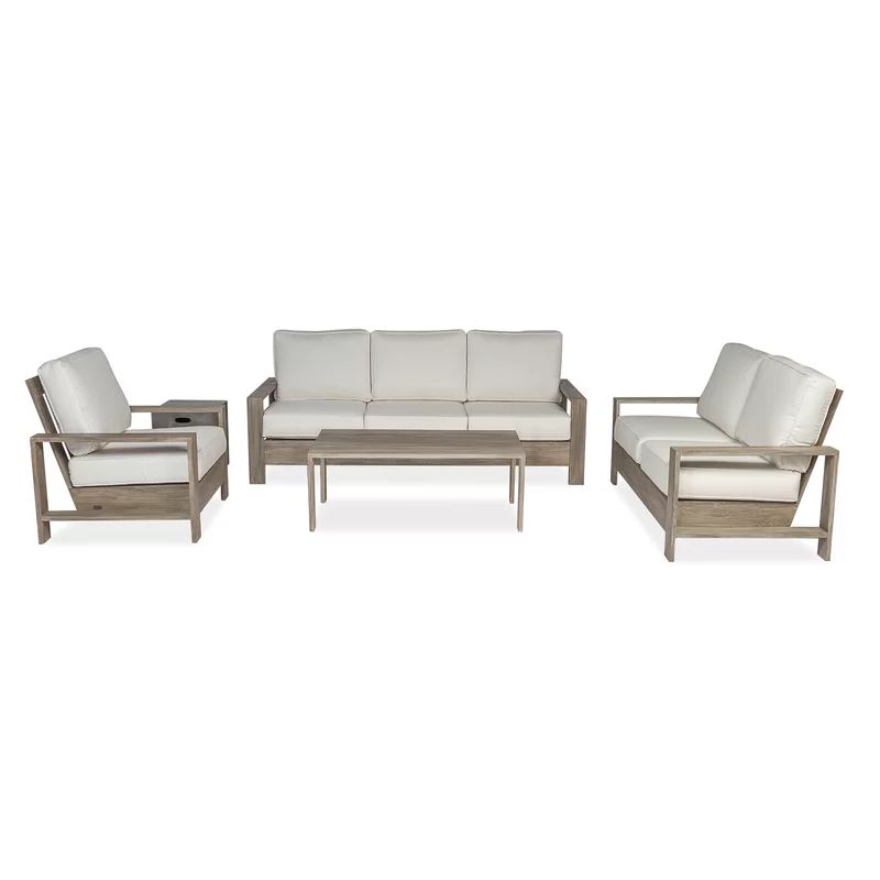 Boykin Deep 3 Piece Teak Sunbrella Sofa Seating Group with Sunbrella Cushions | Wayfair North America