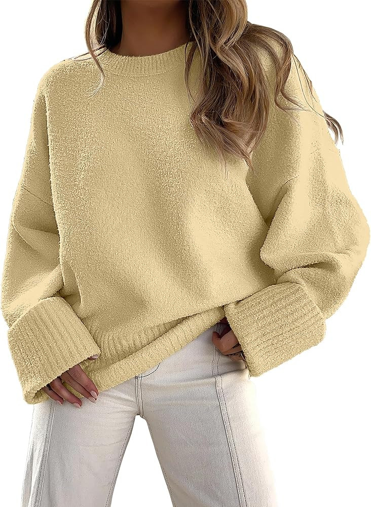 ANRABESS Women's Oversized Sweaters 2025 Long Sleeve Fuzzy Knit Casual Chunky Pullover Sweater Fa... | Amazon (US)