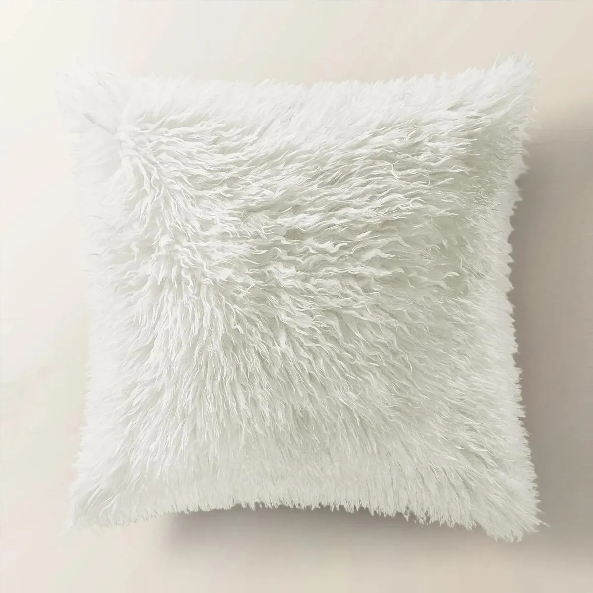 Micah Faux Mongolian Pillow 22" - Ivory | Z Gallerie