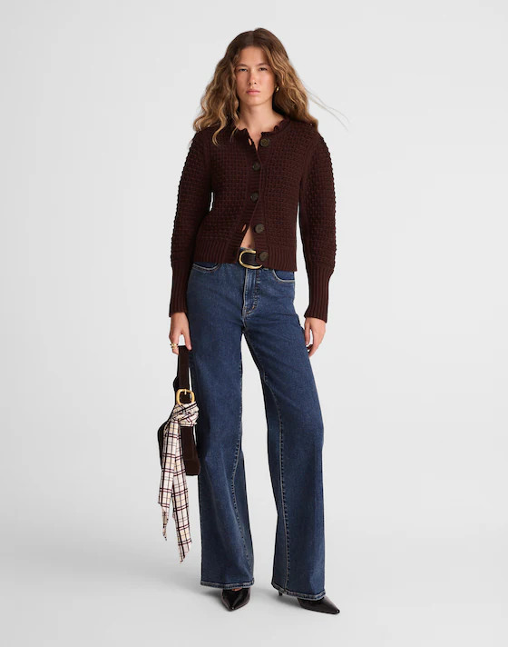 Scalloped Merino Wool-Blend Cardigan | Madewell | Madewell