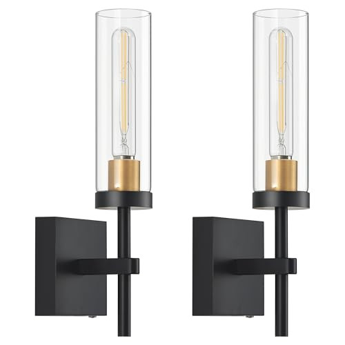 Wireless Wall Sconces with Remote Control, Battery Operated Wall Sconce Set of 2, Black & Gold Rechargeable Dimmable Wall Light for Bedroom Living room Bathroom Hallway Entryway Stairwell, 3000K | Amazon (US)