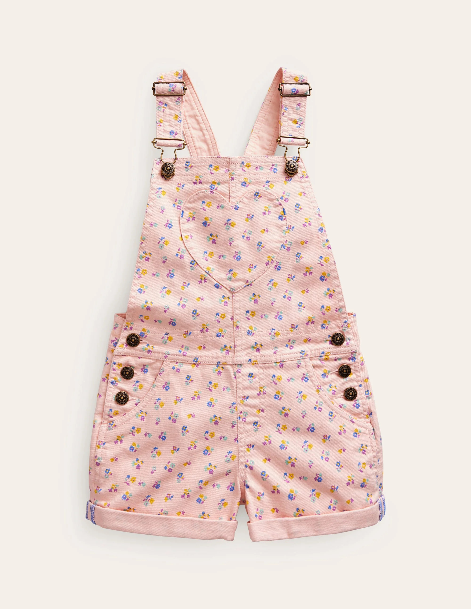 Heart Pocket Short Overalls-Provence Dusty Pink Sprig | Boden (US)