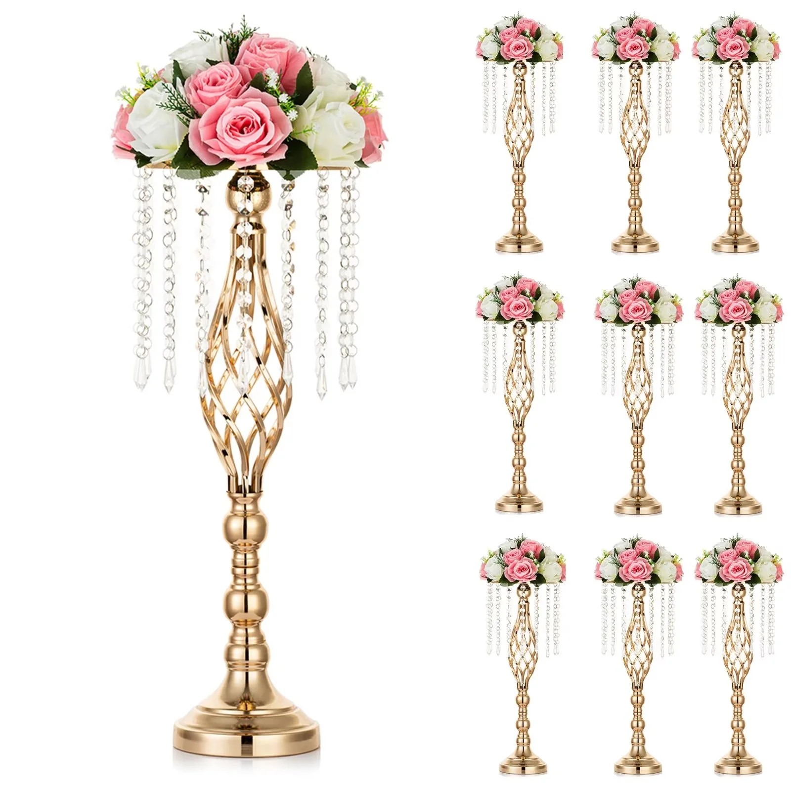 Gold Wedding Centerpiece for Tables 22" Tall Metal Flower Vases for Bridal Shower Decoration Set ... | Walmart (US)