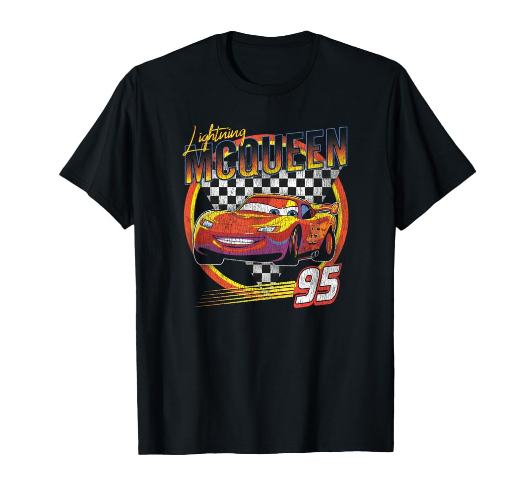 Disney Pixar Cars Lightning McQueen Vintage Race T-Shirt | Amazon (US)