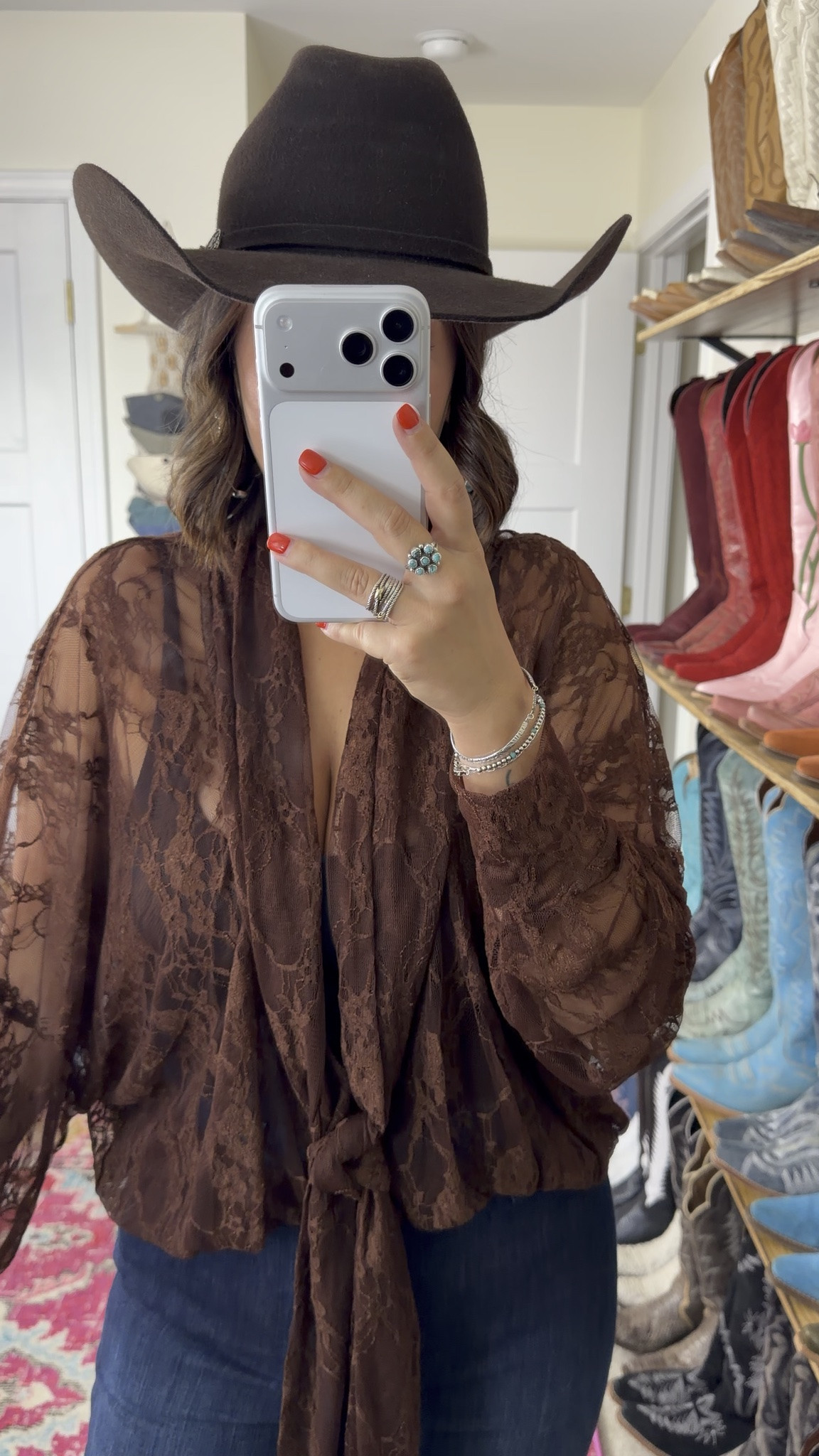 Fall western outfit idea for women - medium in the lace long sleeve top

#LTKdayinmylife #LTKootd #LTKWorkwear