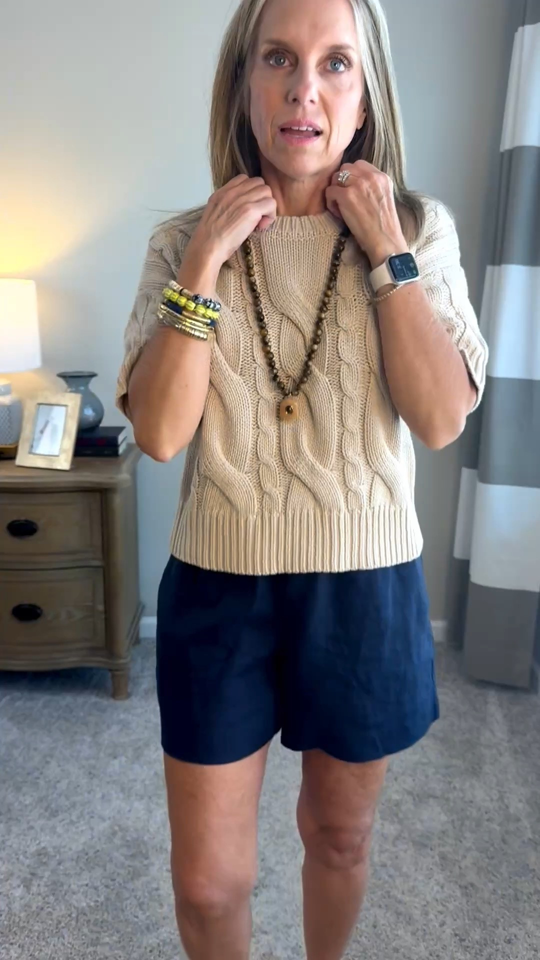 What to wear at the end of summer when it’s still warm but you want to give a nod to fall. I’m wearing small shorts that come in a lot of colors and the softest sweater, available in 3 colors. 
@Quince @Splendid

#LTKdayinmylife #LTKootd #LTKOver40