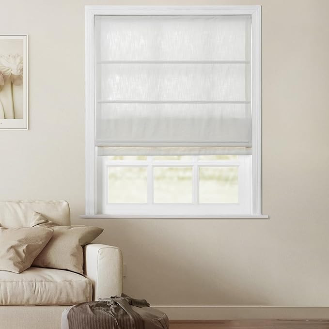 TWOPAGES Cordless Roman Shades Linen Textured Cotton Roman Blinds for Windows, Custom Made Room D... | Amazon (US)