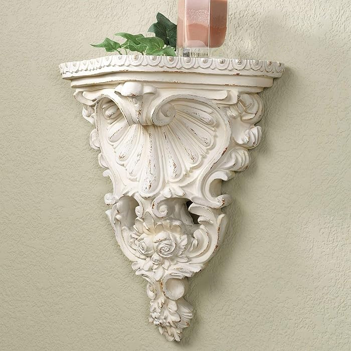 Touch of Class Ornate Acanthus Leaf Decor Decorative Wall Shelf Ivory Off White Distressed | Amazon (US)