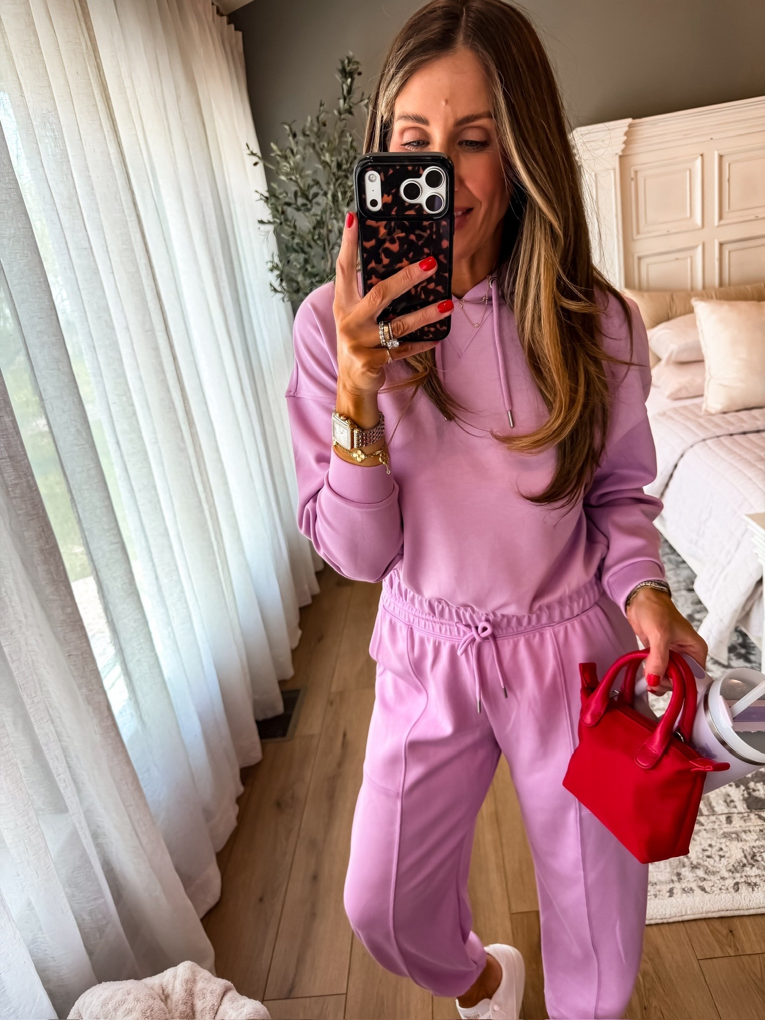 This set is what comfy dreams are made of 💕The fit is so flattering without trying, super soft, and that color just makes it feel a little more fun than your usual loungewear. Easy for errands, travel days, or just staying cozy but still looking put together

loungewear set, matching set, comfy outfit, airport outfit, casual style, everyday basics, athleisure look, themominstyle 

#LTKSeasonal #LTKootd #LTKOver40