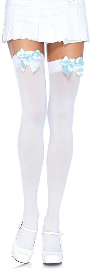 Leg Avenue Women's Satin Bow Accent Thigh Highs | Amazon (US)