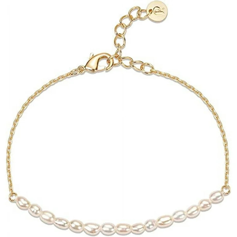 PAVOI 14K Gold Plated Tiny Pearl Bracelet | Gold Freshwater Cultured Pearls | Dainty Bracelets for W | Walmart (US)