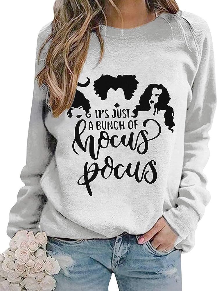 NANYUAYA It's Just A Bunch of Hocus Pocus T Shirt Women Halloween Sweatshirt Funny Sanderson Sist... | Amazon (US)