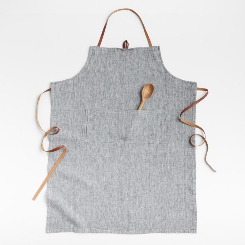 Chambray Grey Baking Kitchen Cooking Apron with Pocket + Reviews | Crate & Barrel | Crate & Barrel