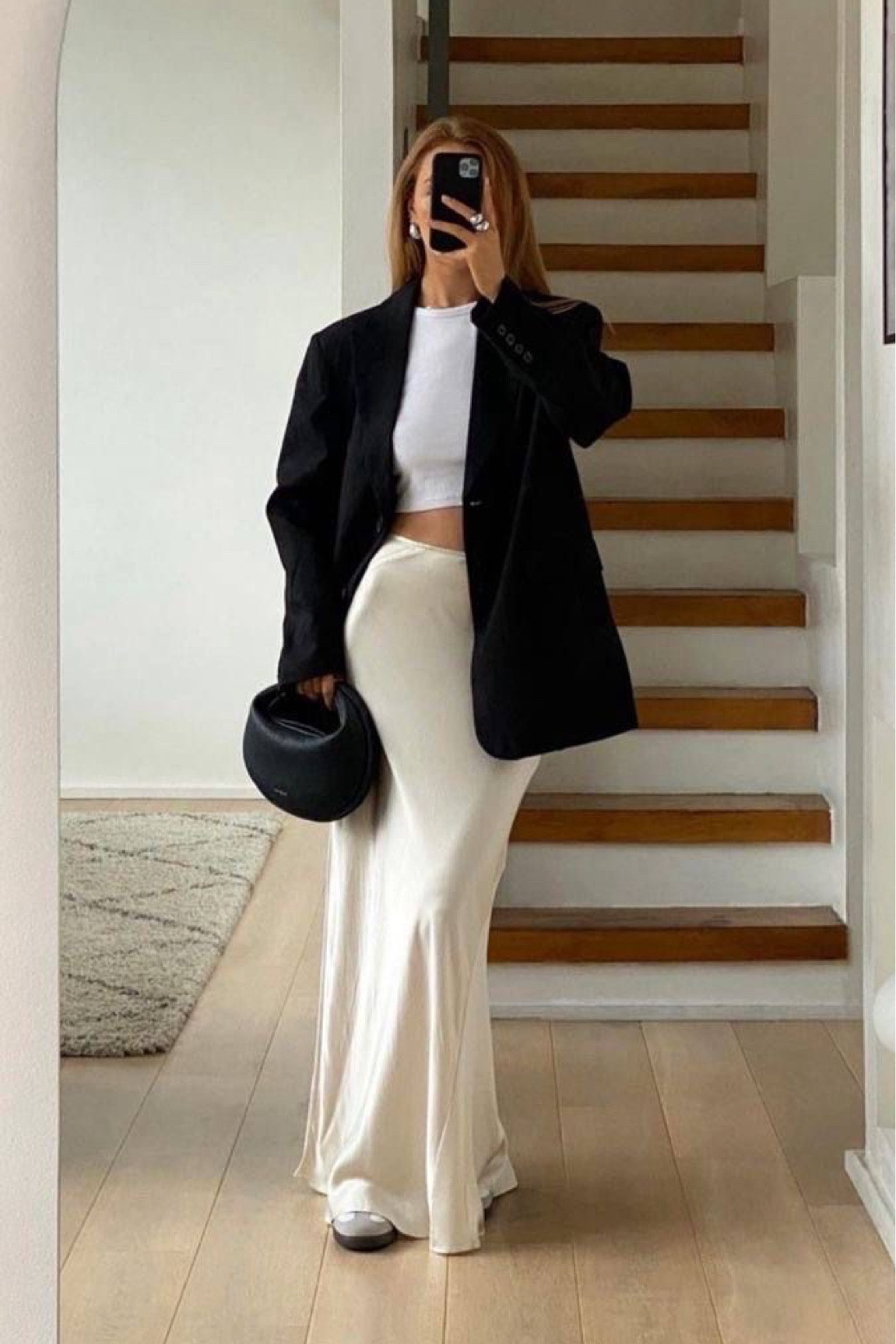 Silk maxi skirt with oversized blazer. Champagne silk long skirt  

#LTKfindsunder50 #LTKstyletip #LTKSpringSale