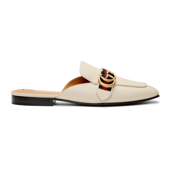 Gucci White Peyton Slippers | SSENSE 