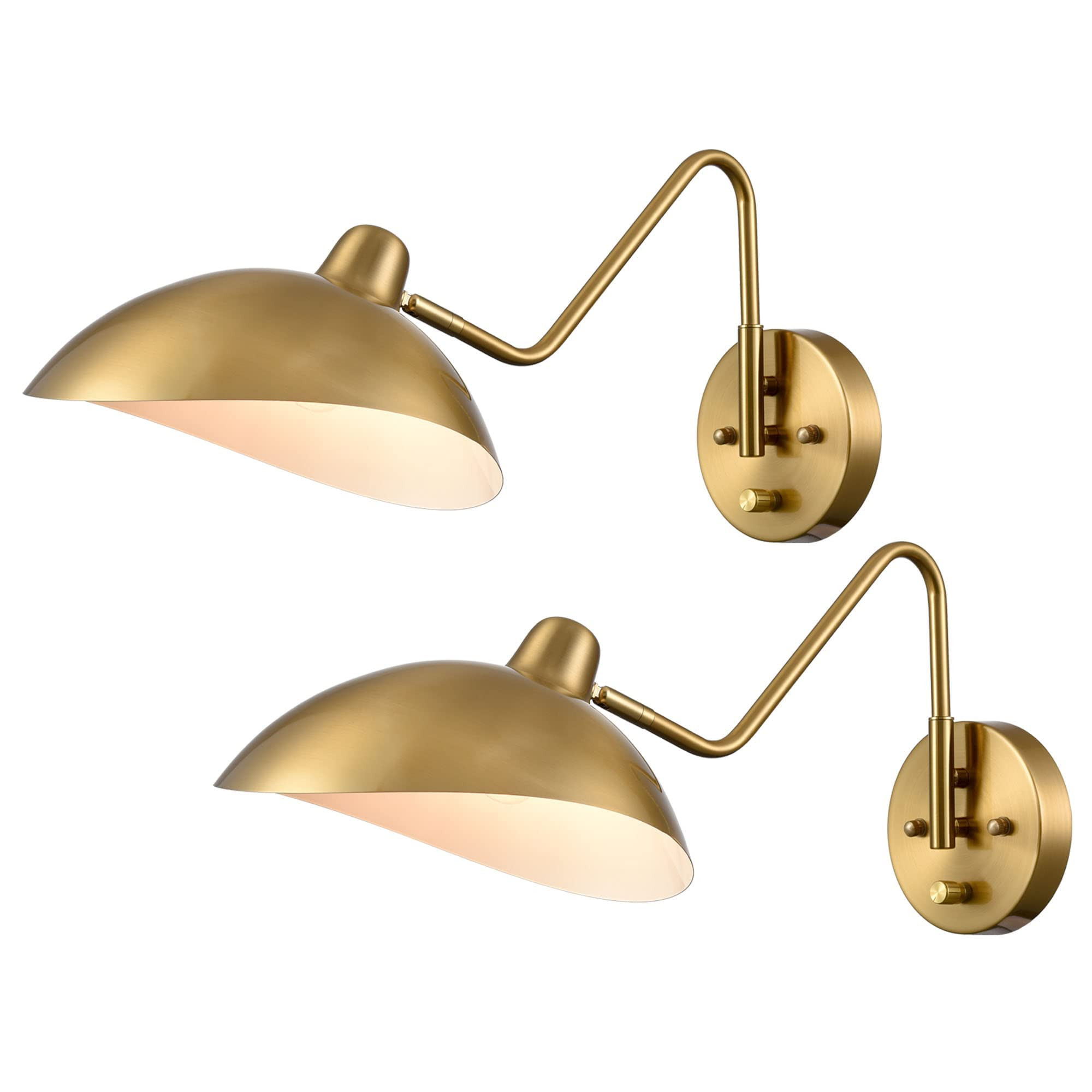 Plug-in Wall Sconce Gold Swing Arm Wall Sconce Brass Wall Lamp with on/Off Switch for Bedroom Set... | Amazon (US)