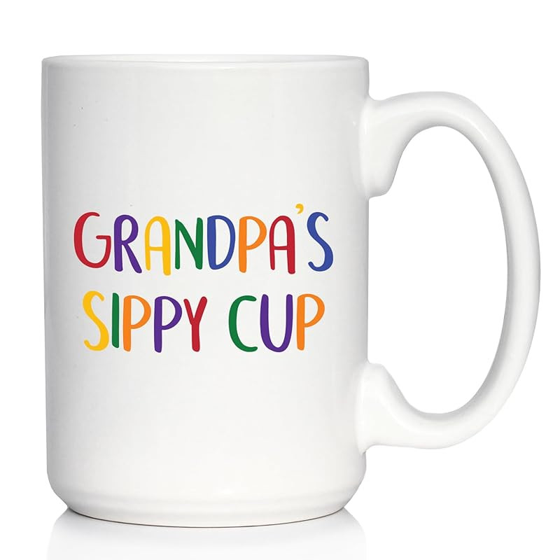Grandpa's Sippy Cup - Coffee Mug Gift for Grandfathers - Fun Birthday Cups - Large 15oz White Cer... | Amazon (US)