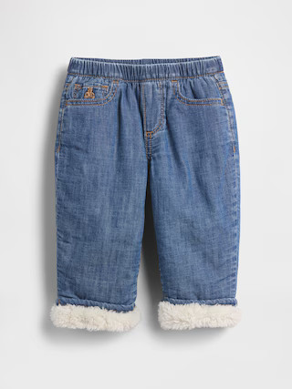 Baby Sherpa-Lined Pull-On Barrel Jeans | Gap (US)