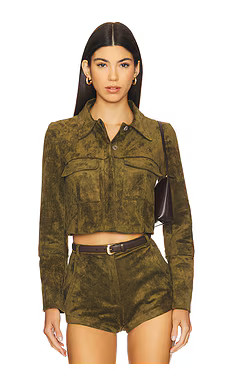 Amanda Uprichard x REVOLVE Lucas Suede Jacket in Olive Green from Revolve.com | Revolve Clothing (Global)