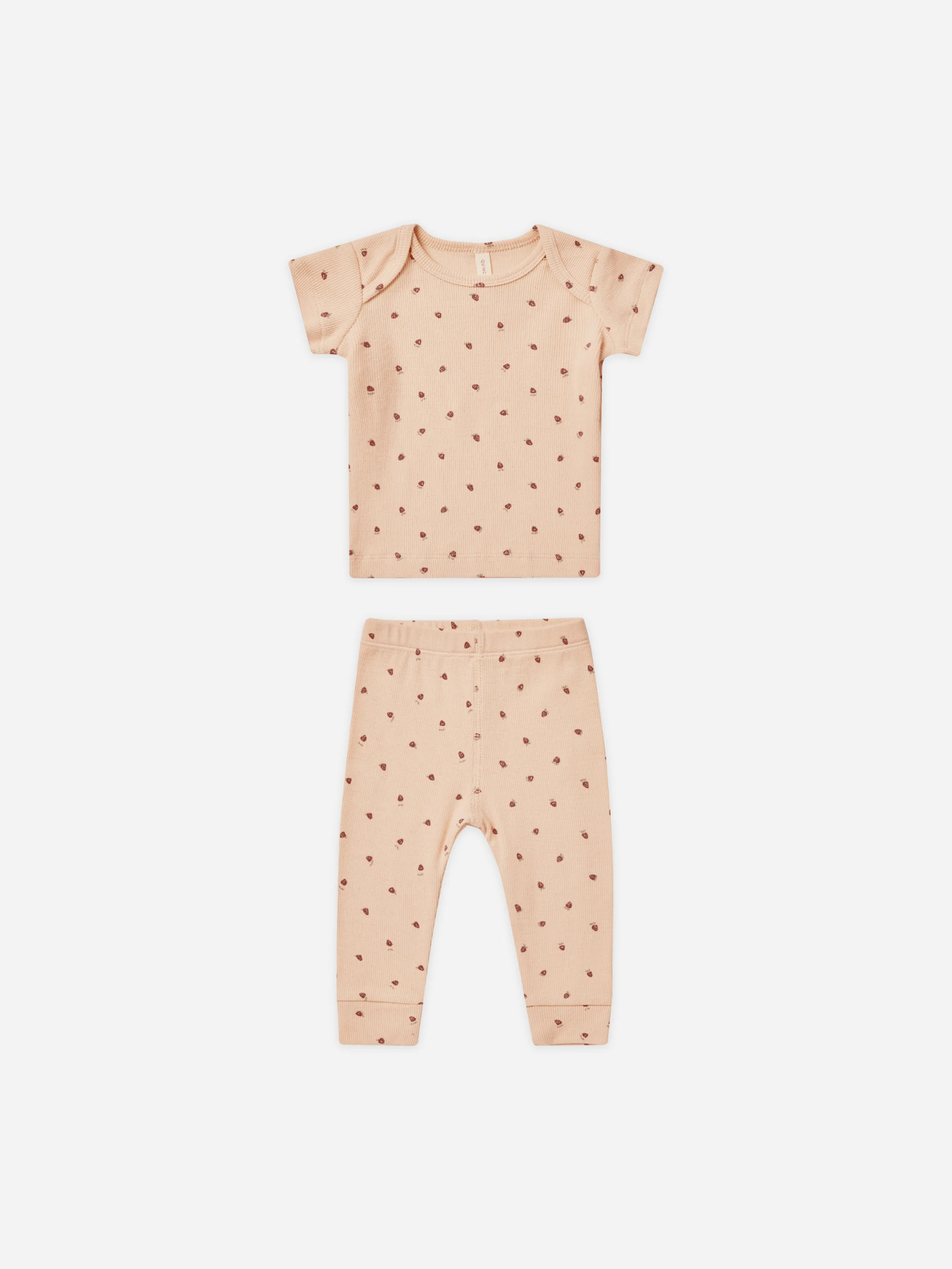 Ribbed Short Sleeve Tee + Legging Set || Strawberries | Rylee + Cru