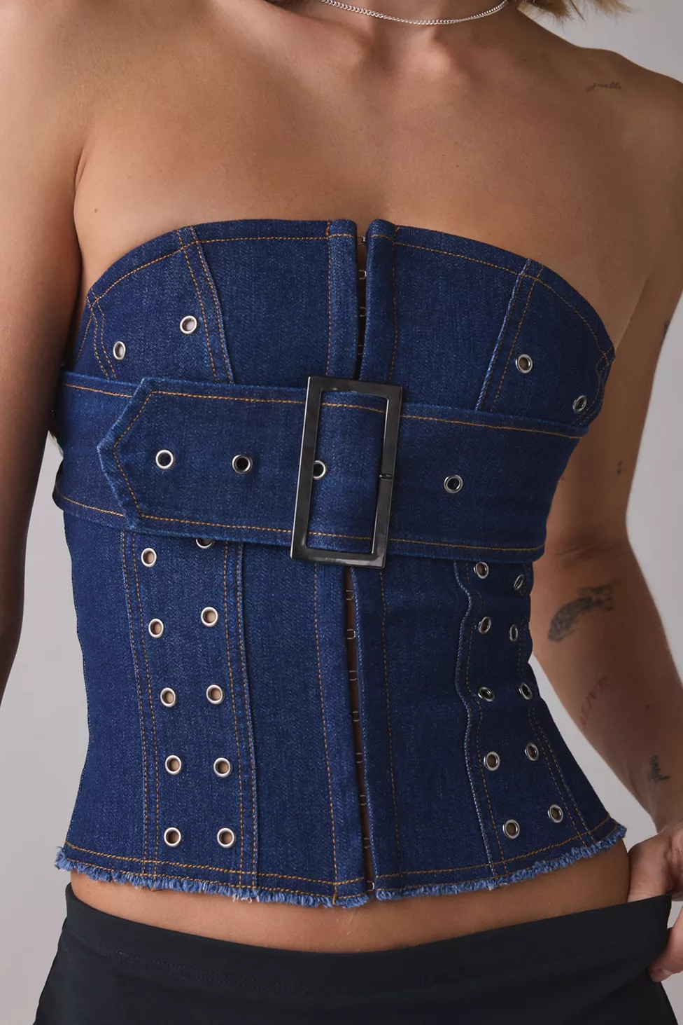 I.AM.GIA Mason Belted Denim Corset Top | Urban Outfitters (US and RoW)