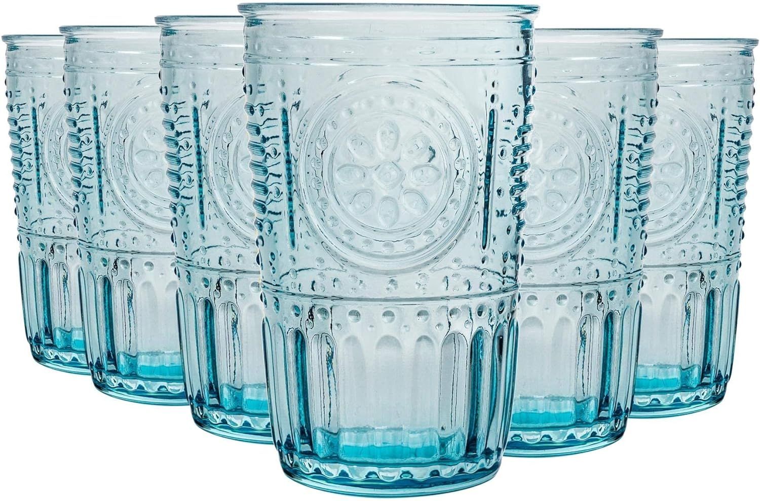 Bormioli Rocco Romantic Set Of 6 Cooler Glasses, 16 Oz. Colored Crystal Glass, Light Blue, Made I... | Amazon (US)