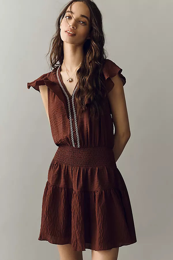 Smocked Ruffle Mini Dress | Anthropologie (US)
