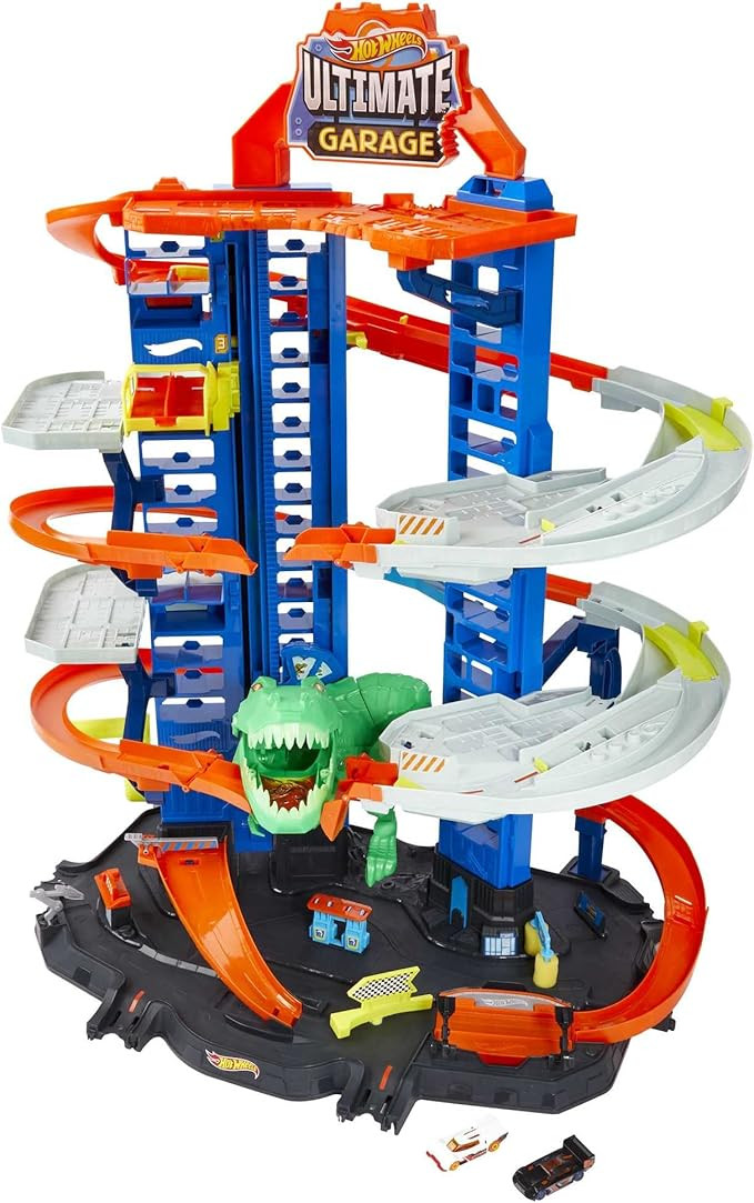 Hot Wheels Track Set, Ultimate Garage Toy Vehicle Playset With Moving T-Rex Dinosaur, Storage For... | Amazon (US)