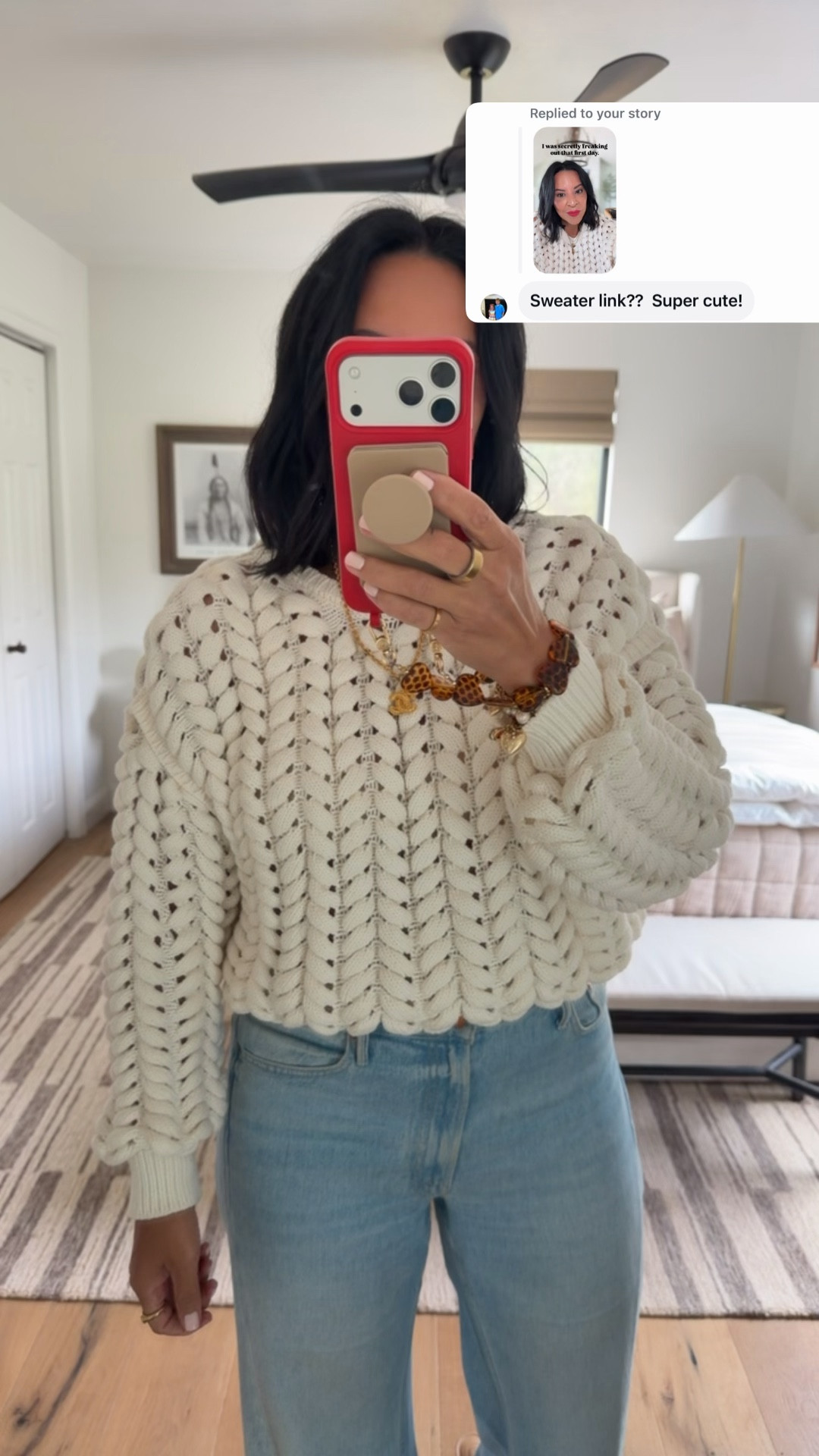 Wearing a size medium in the top and a size 30 in the jeans (I’m a curvy size 8). 

#LTKOver40 #LTKootd