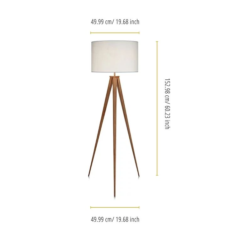 Teamson Home Romanza 60.23" Postmodern Tripod Floor Lamp with Drum Shade, Natural/White | Walmart (US)