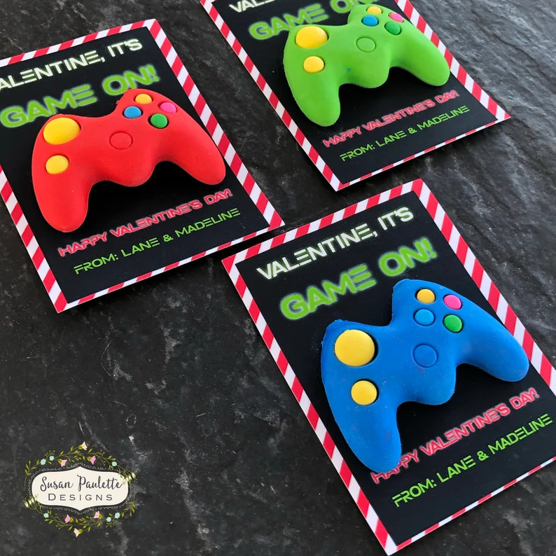 Video Game Valentine Party Favors, Gamer Controller Eraser Gift for Class, Teacher Gifts for Stud... | Etsy (US)