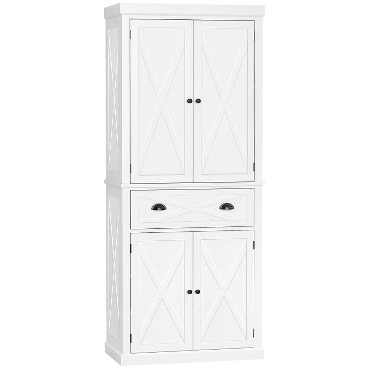 HOMCOM Freestanding Modern Farmhouse 4 Door Kitchen Pantry Cabinet, Storage Cabinet Organizer wit... | Target